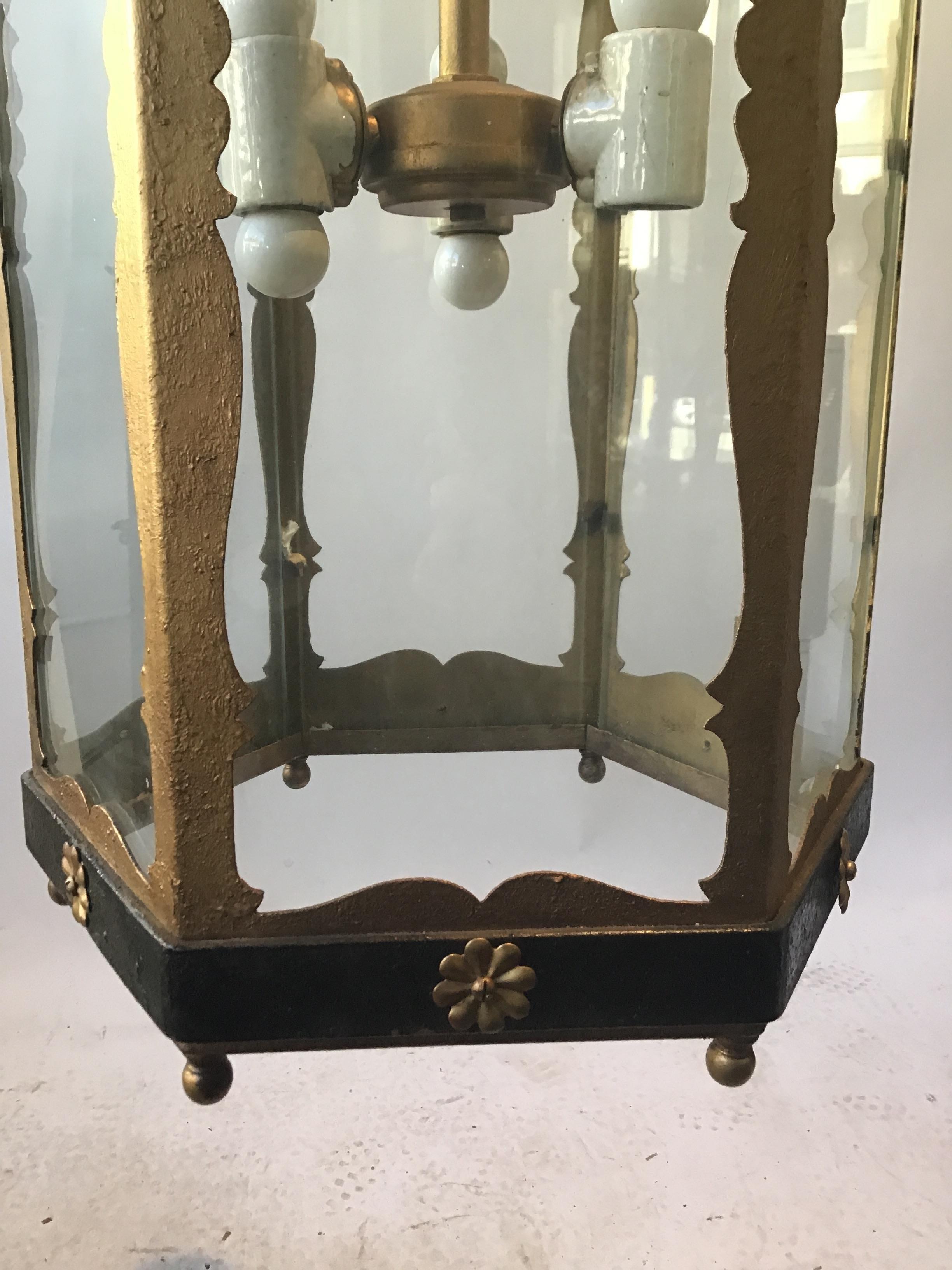 Large 1930s Iron Lantern For Sale 5