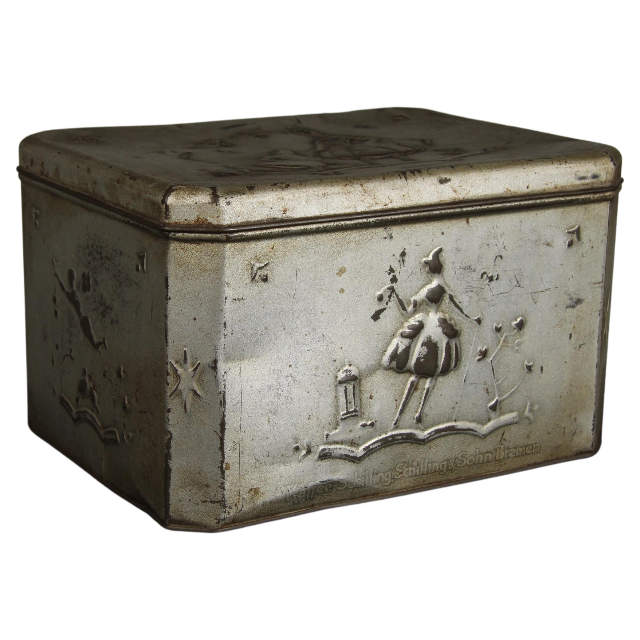 Large 1930s Tin Box "Kaffee-Schilling", Schilling & Sohn Bremen Vintage Tin Can