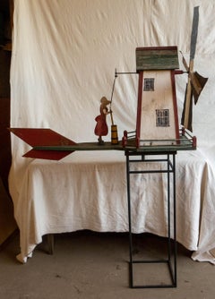 Large 1930's Windmill Whirligig with Woman Churning Butter