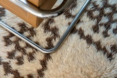 Large Anatolian Tülü Wool Rug in Fluffy, Ivory and Coyote Brown, Turkey, c. 1940