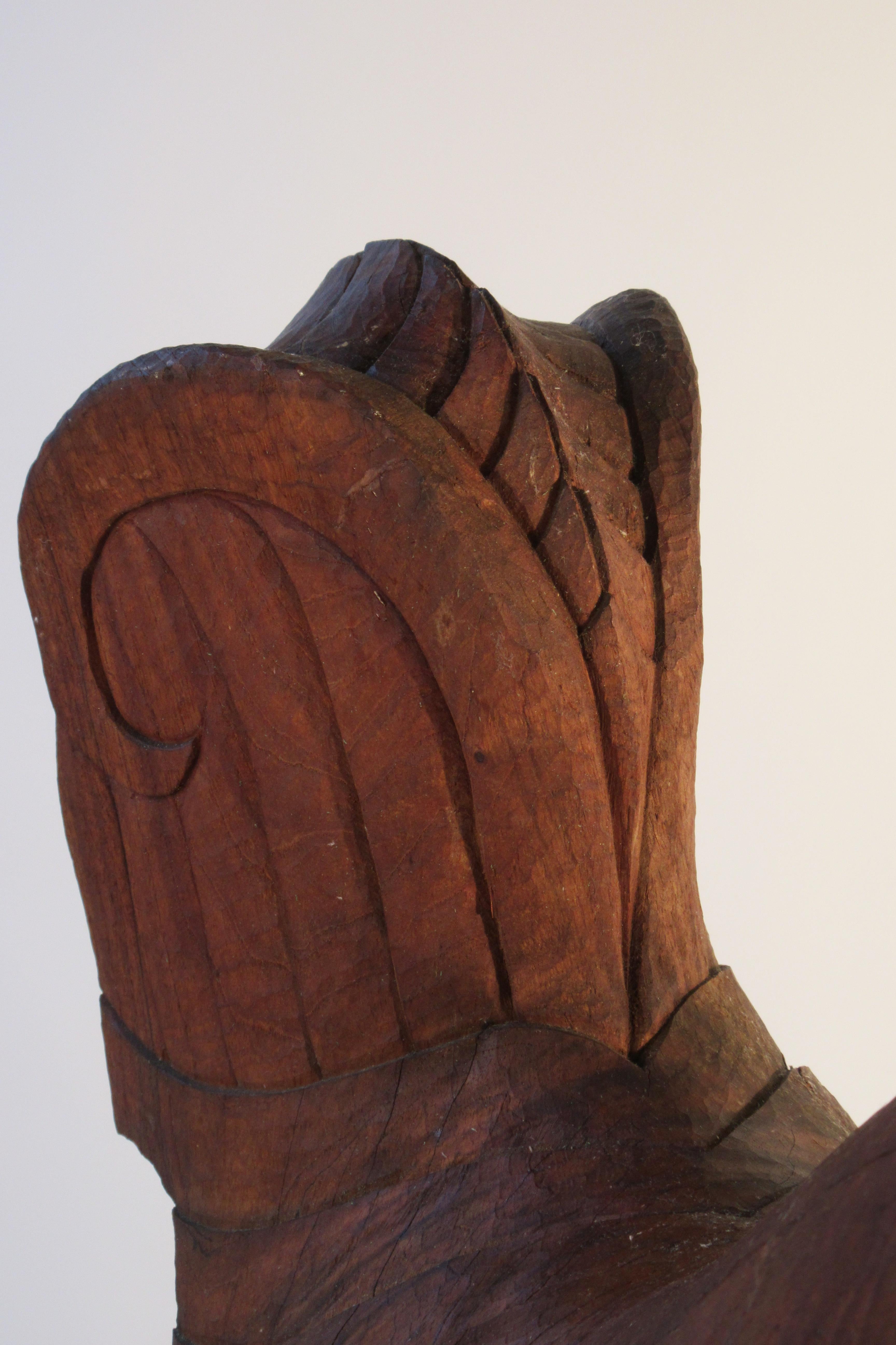 Large 1940s Carved Wood Folk Art Rooster For Sale 5