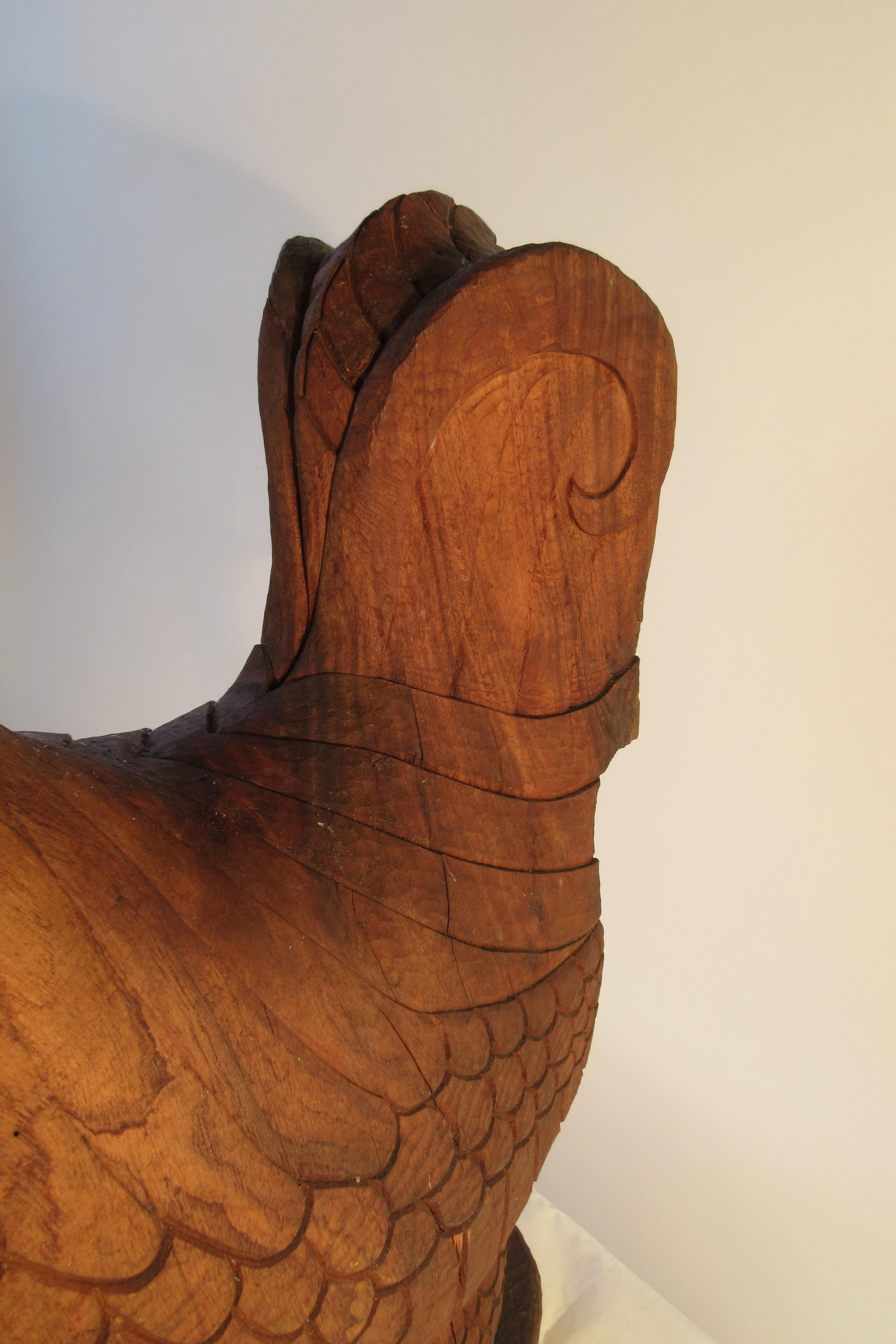 Large 1940s Carved Wood Folk Art Rooster For Sale 6