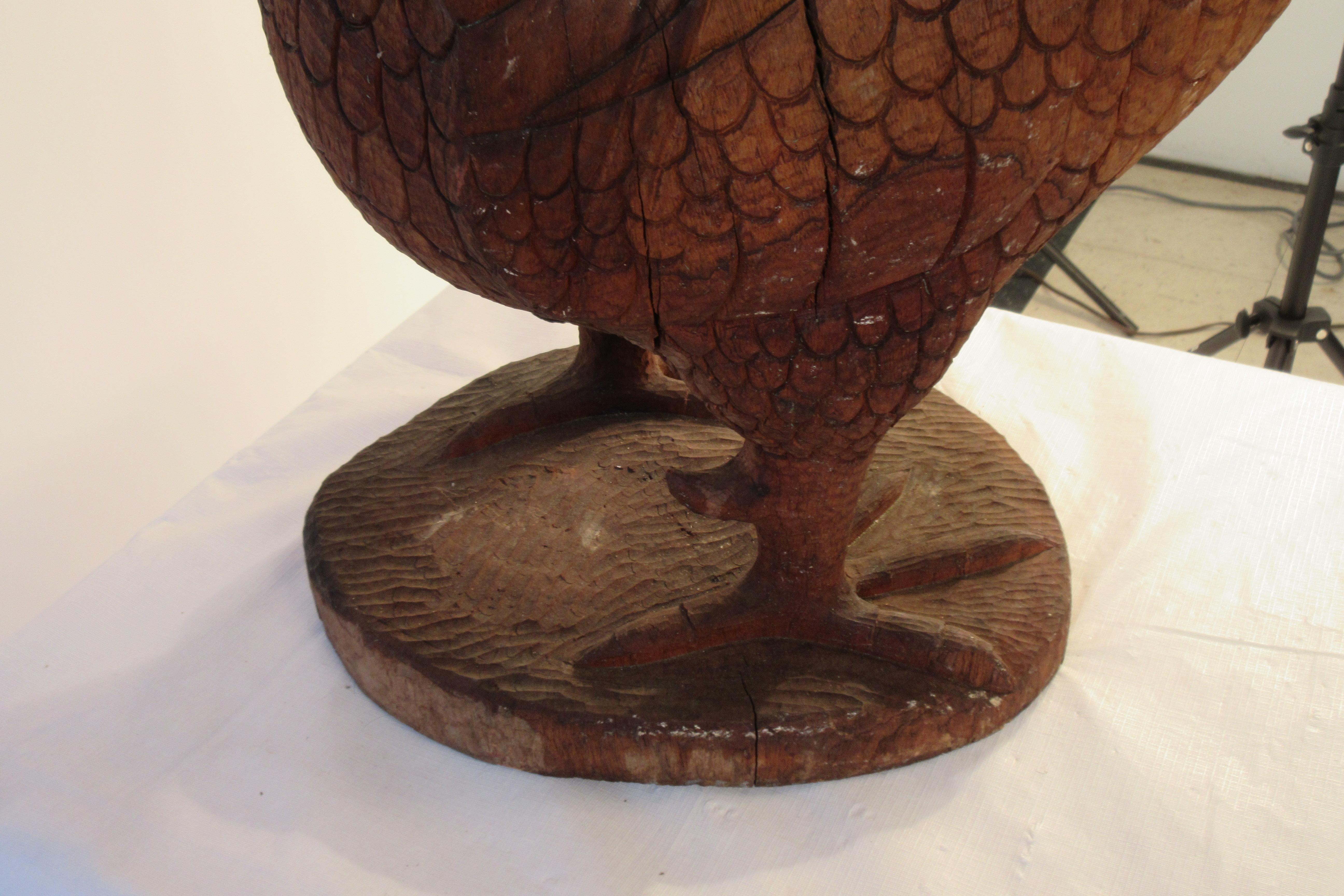 Large 1940s Carved Wood Folk Art Rooster For Sale 8