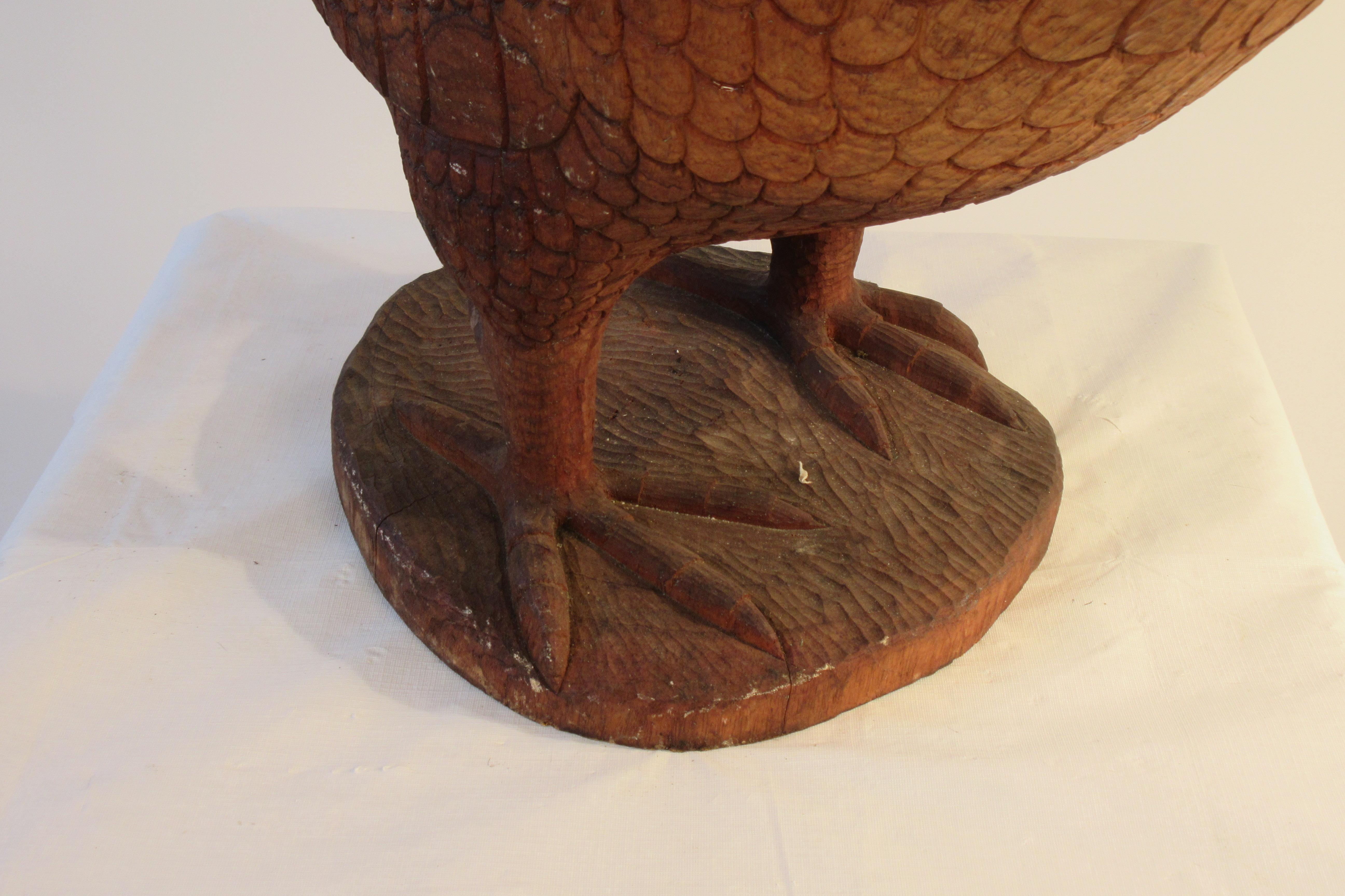 Large 1940s Carved Wood Folk Art Rooster For Sale 10