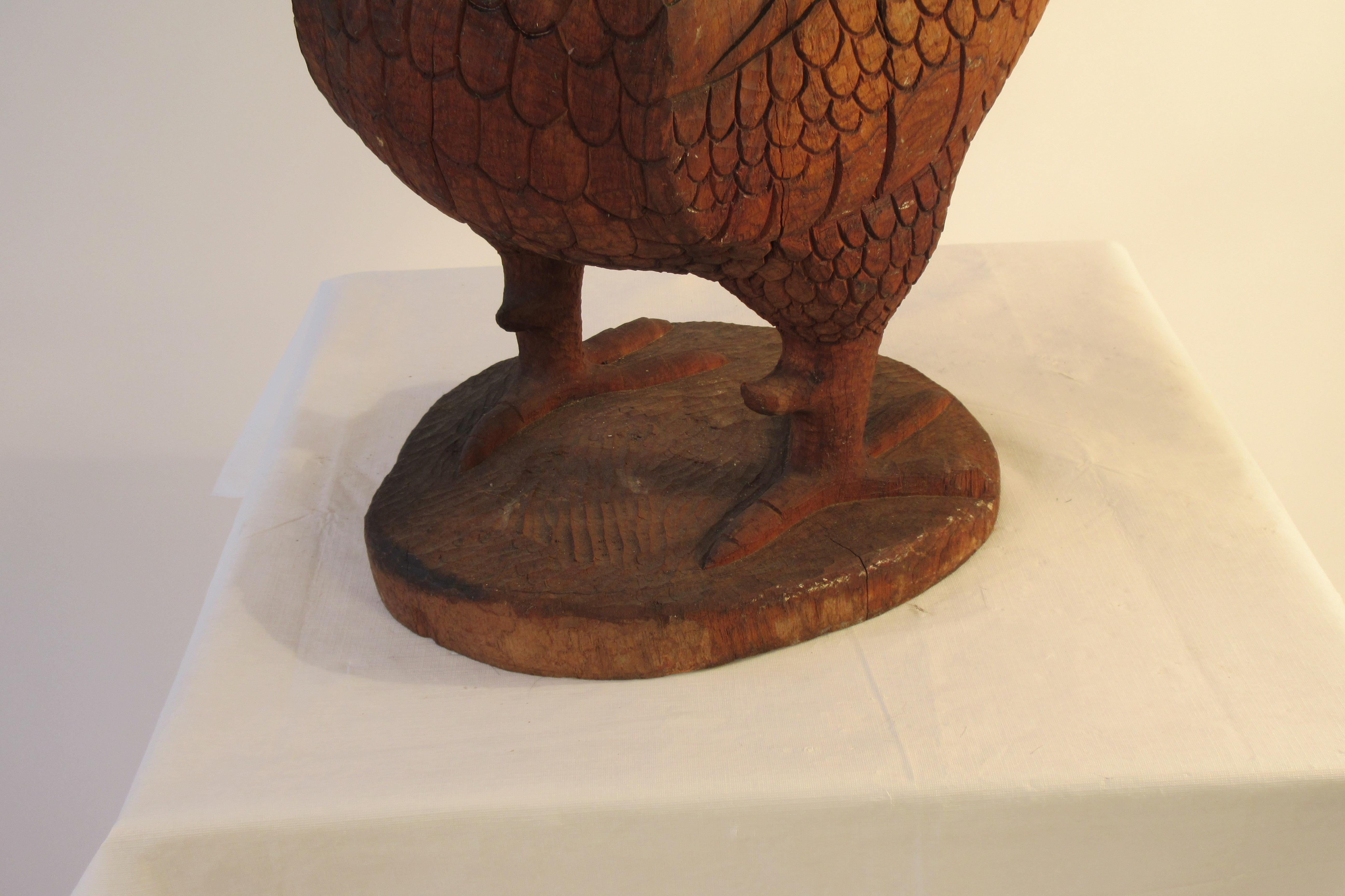 Large 1940s Carved Wood Folk Art Rooster For Sale 11