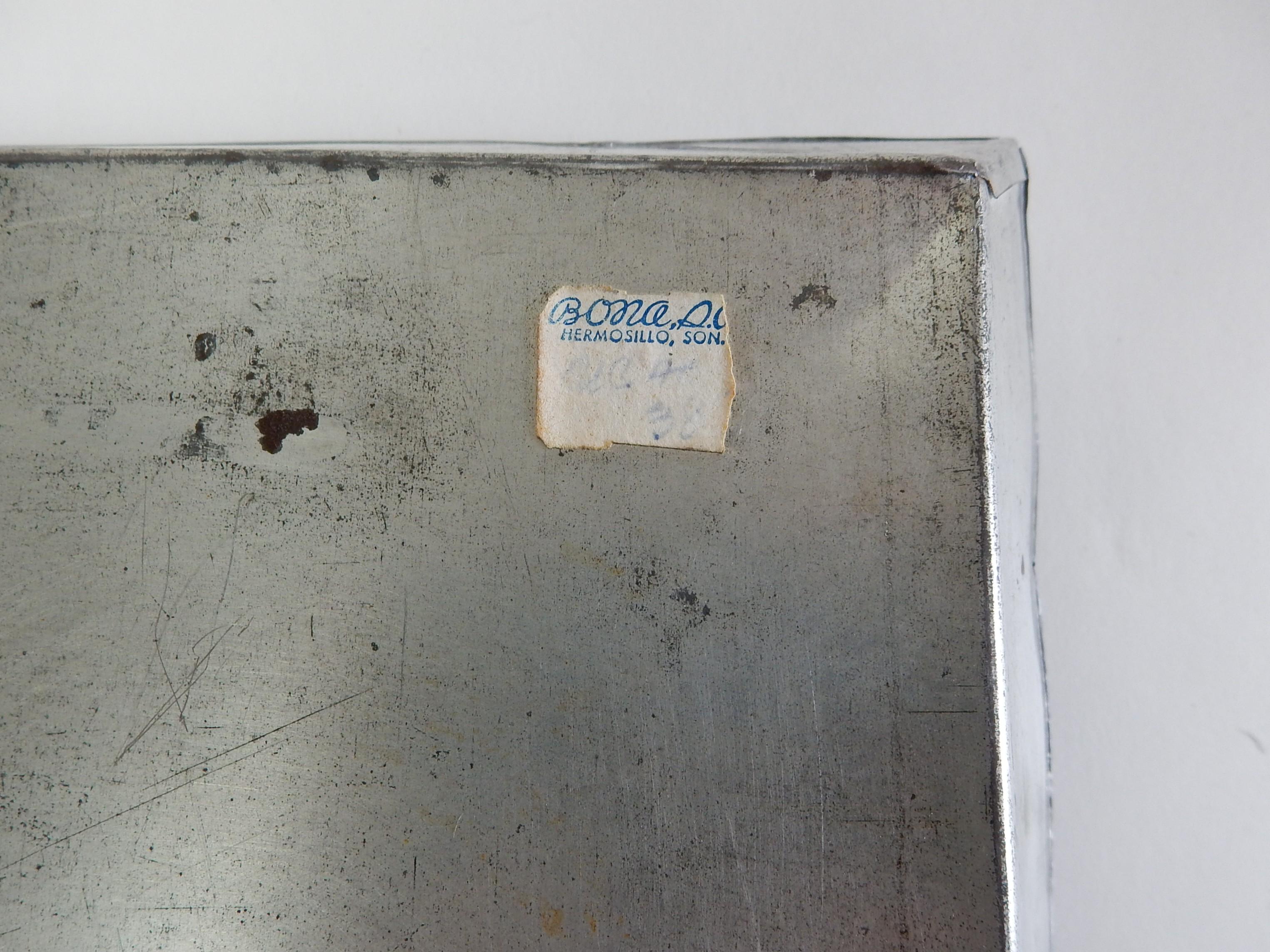 Mid-20th Century Large 1940's Embossed Tin over Wood Serving Bar Tray from Hermosillo, Sonora For Sale