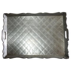 Large 1940's Embossed Tin over Wood Serving Bar Tray from Hermosillo, Sonora