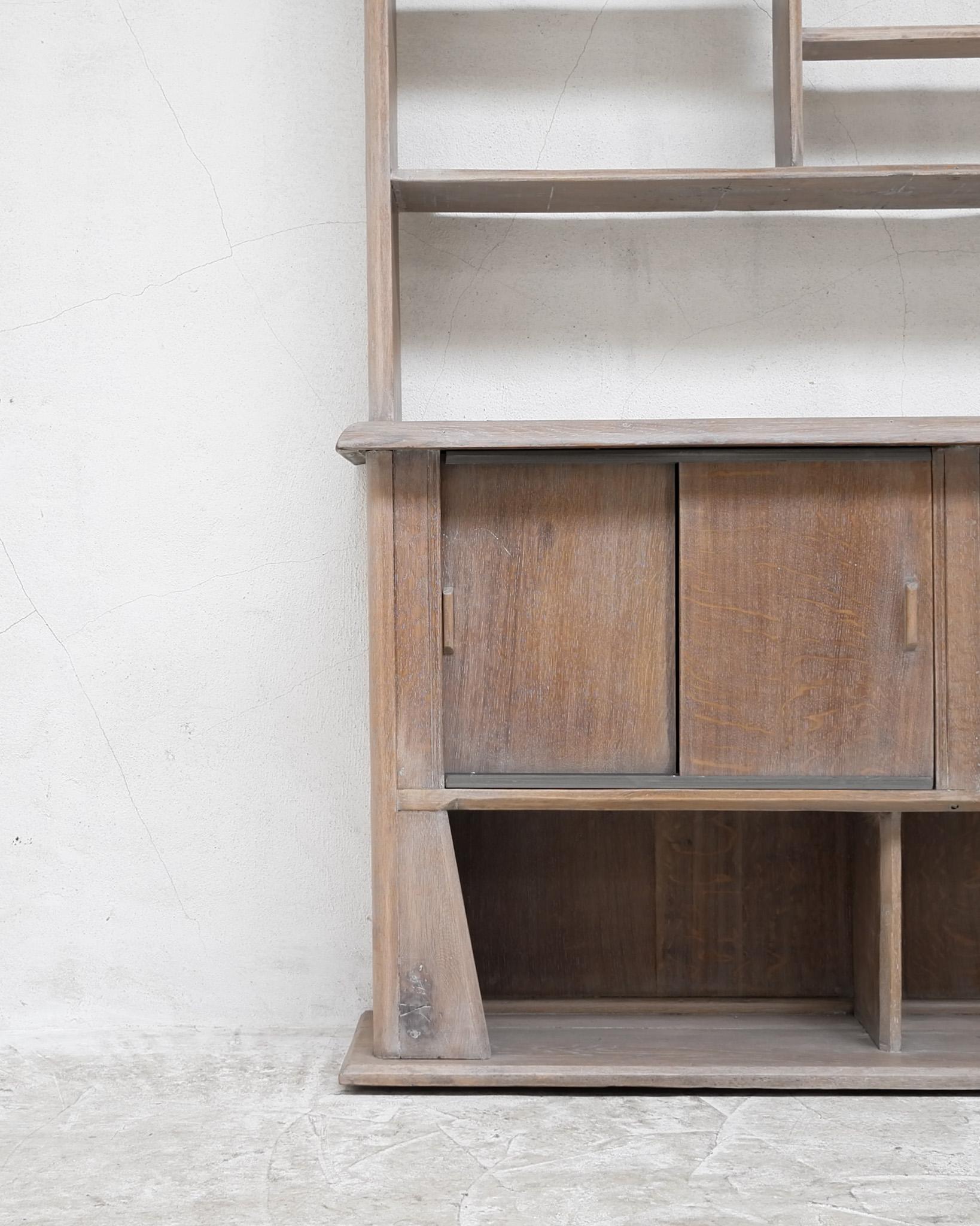 British Large 1940s English Modernist/Deco Limed Oak Shelving Unit/Bookcase
