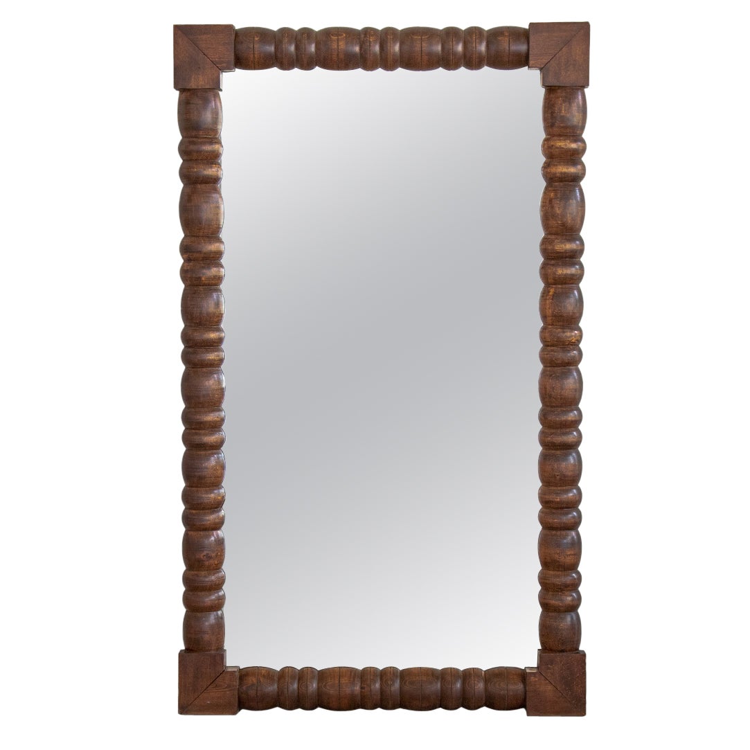 Large 1940
s French Carved Wood Mirror