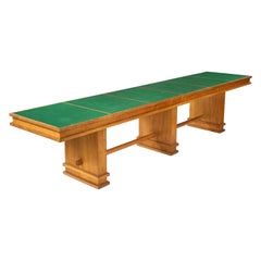 Large 1940s French Solid Oak Library Table