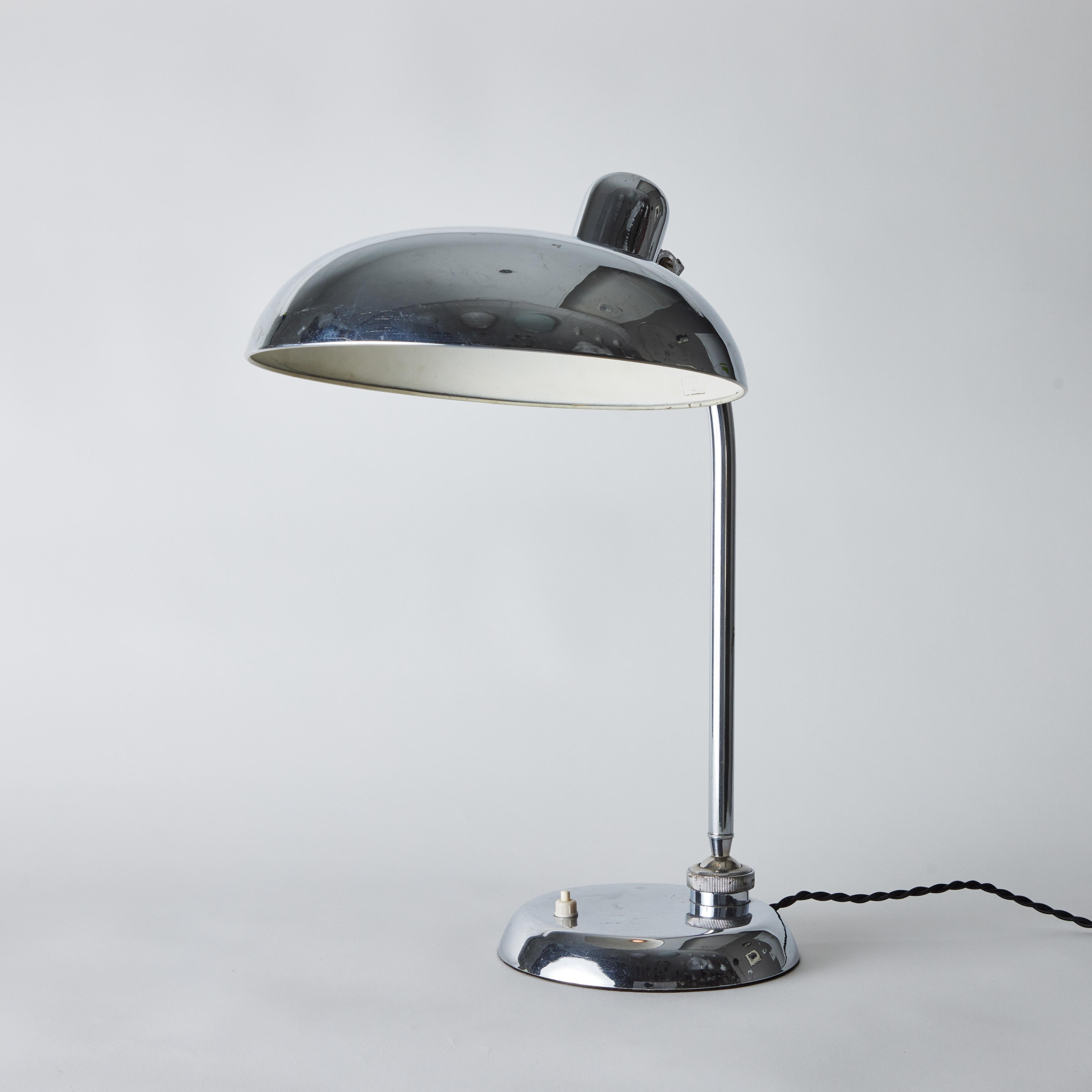 Scandinavian Modern Large 1940s Giovanni Michelucci Chrome Ministerial Table Lamp for Lariolux For Sale