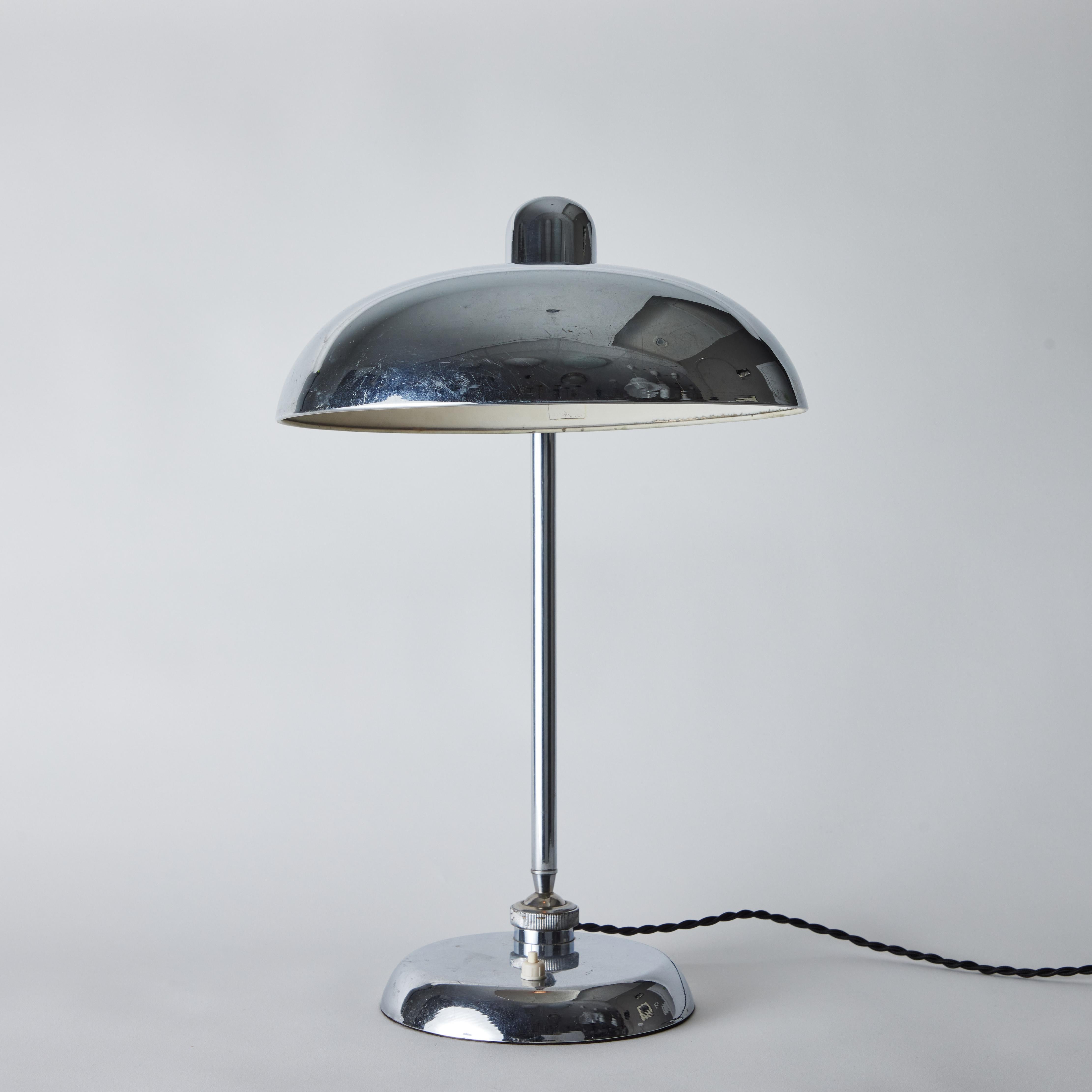 Large 1940s Giovanni Michelucci Chrome Ministerial Table Lamp for Lariolux For Sale 3
