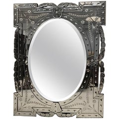 Vintage Large 1940s Italian Venetian Beveled Glass Mirror