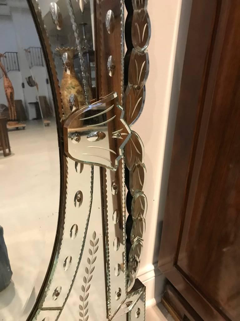 Large 1940s Italian Venetian Beveled Glass Mirror 1