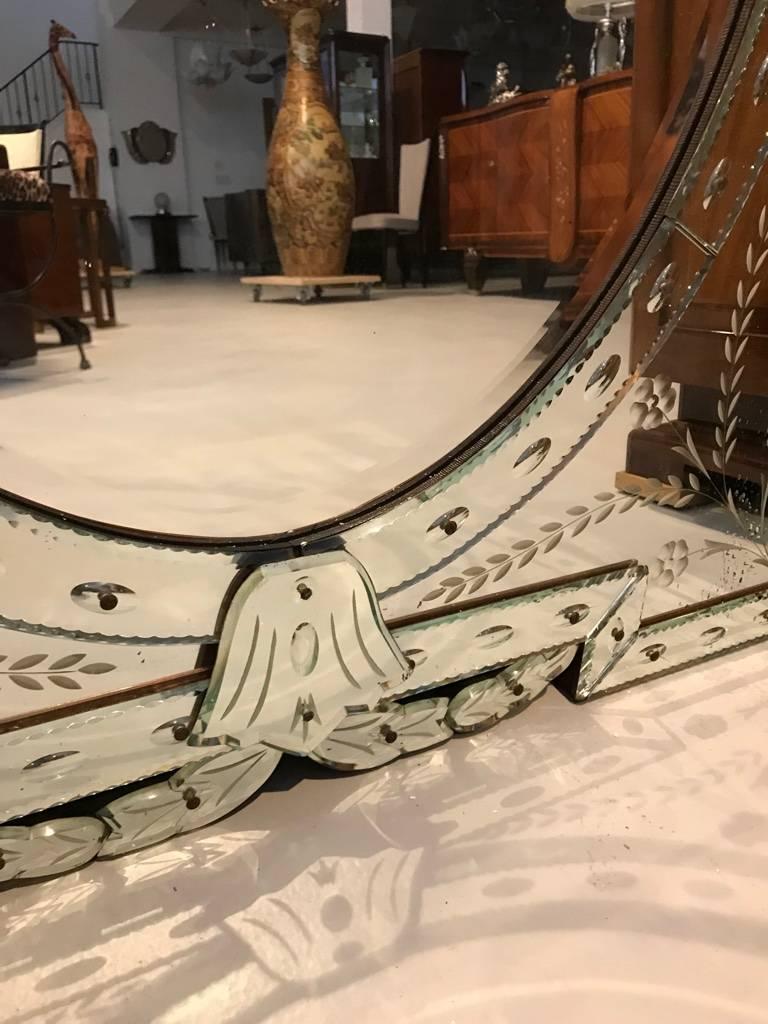 Large 1940s Italian Venetian Beveled Glass Mirror 3