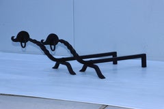 Large 1940's Solid Iron Andirons