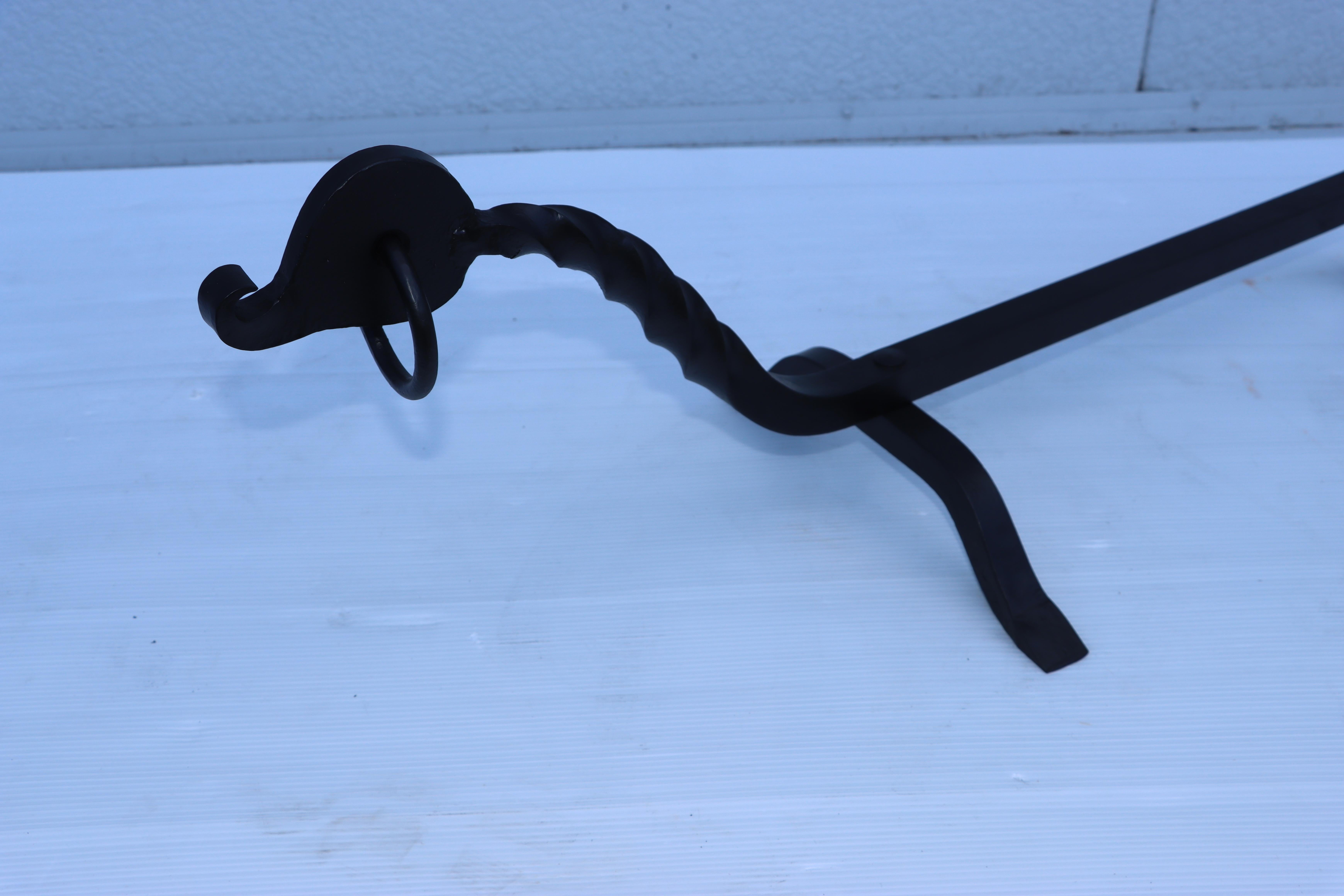 Large 1940's Solid Iron Andirons For Sale 1