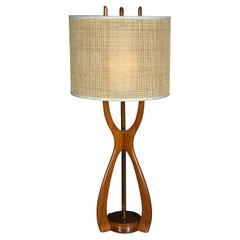 Large 1950 Walnut Midcentury American Floor Lamp by David Shreve for V H Woolums