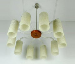 Large 1950s 10-Light Chandelier Acrylic Bakelite Plastic Granules Shades