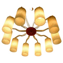 Retro Large 1950s 10-Light Chandelier Acrylic Bakelite Plastic Granules Shades
