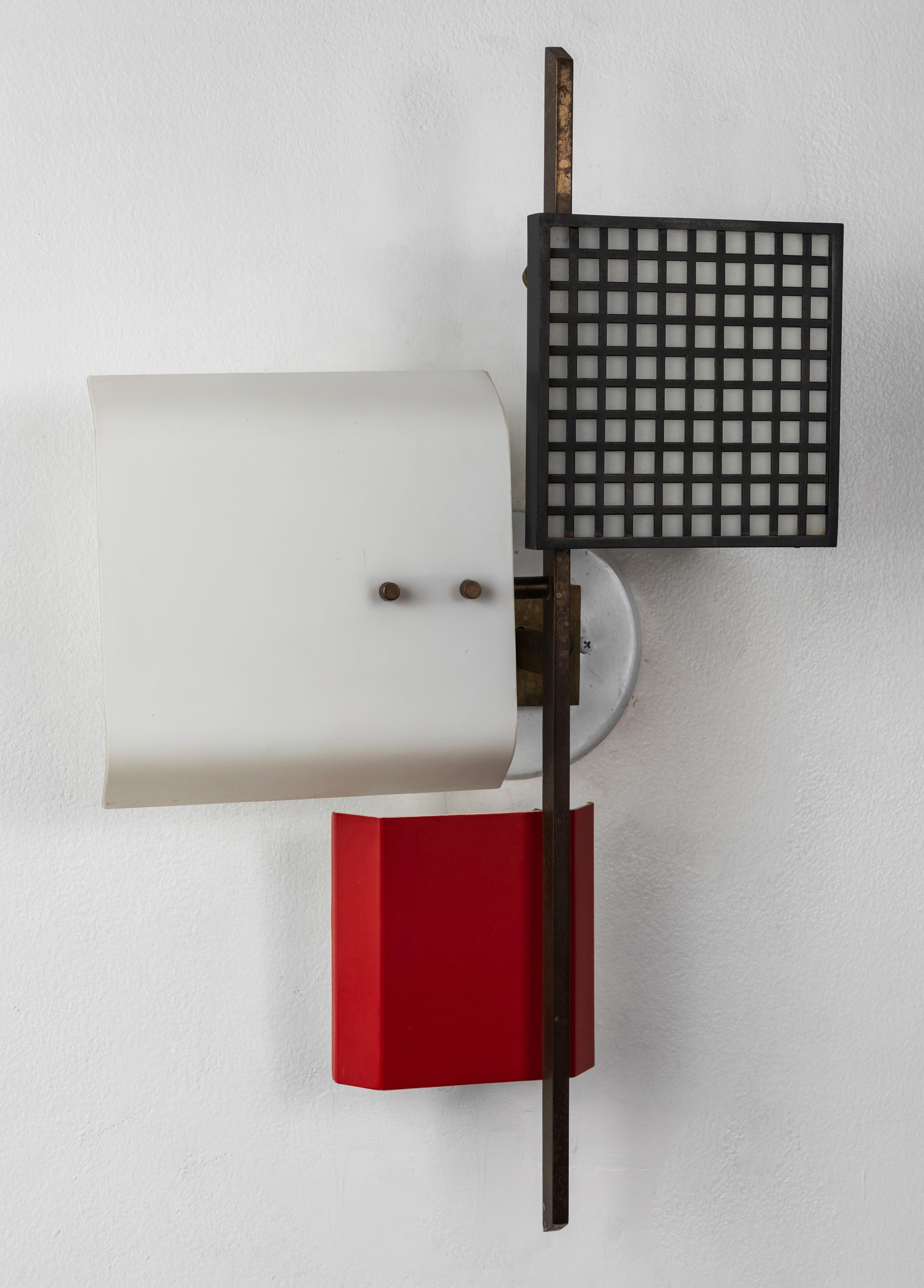 Large 1950s 3-Panel Wall Light Attributed to Oscar Torlasco (Gemalt)