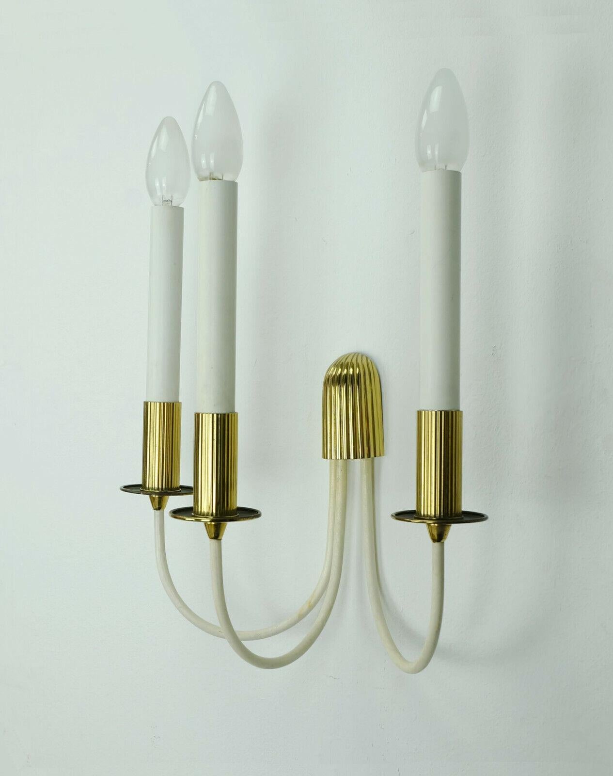 Mid-20th Century Large 1950s 60s Midcentury Sconce Brass White Metal Cinema Light For Sale