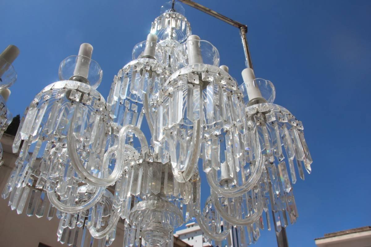 Large 1950s Bohemian Crystal Chandeliers Twelve Lights Elegance and Simplicity 6