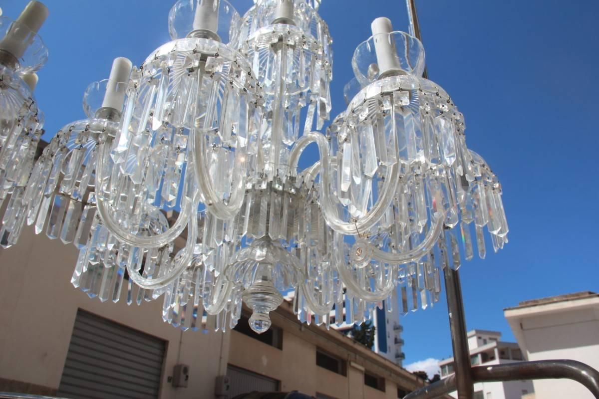 Large 1950s Bohemian Crystal Chandeliers Twelve Lights Elegance and Simplicity 7