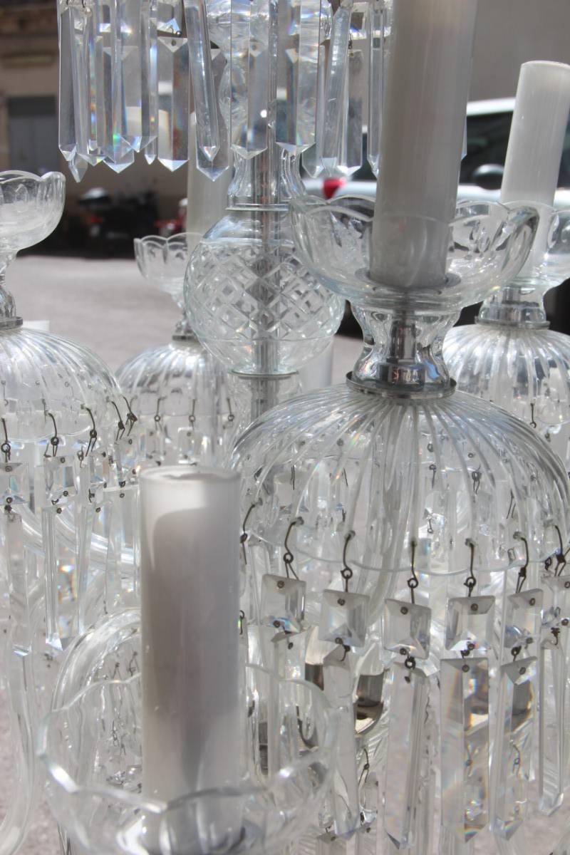 Mid-Century Modern Large 1950s Bohemian Crystal Chandeliers Twelve Lights Elegance and Simplicity