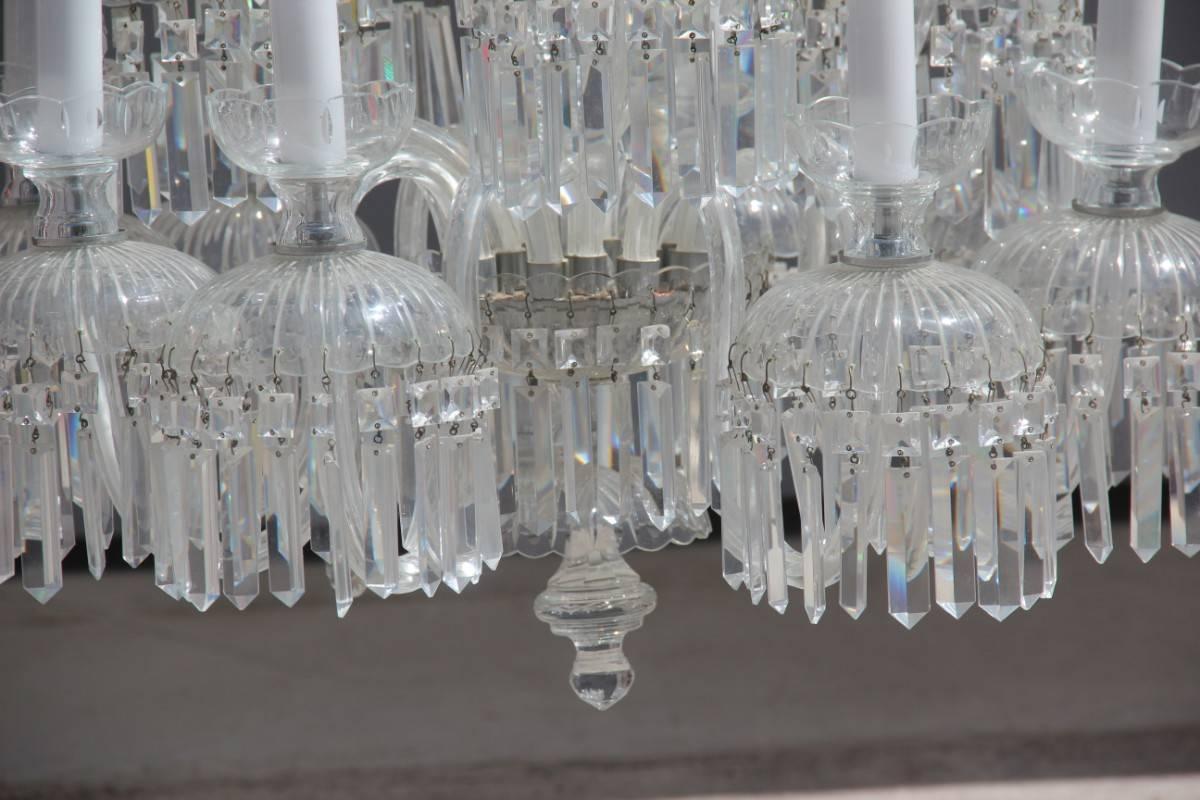 Czech Large 1950s Bohemian Crystal Chandeliers Twelve Lights Elegance and Simplicity