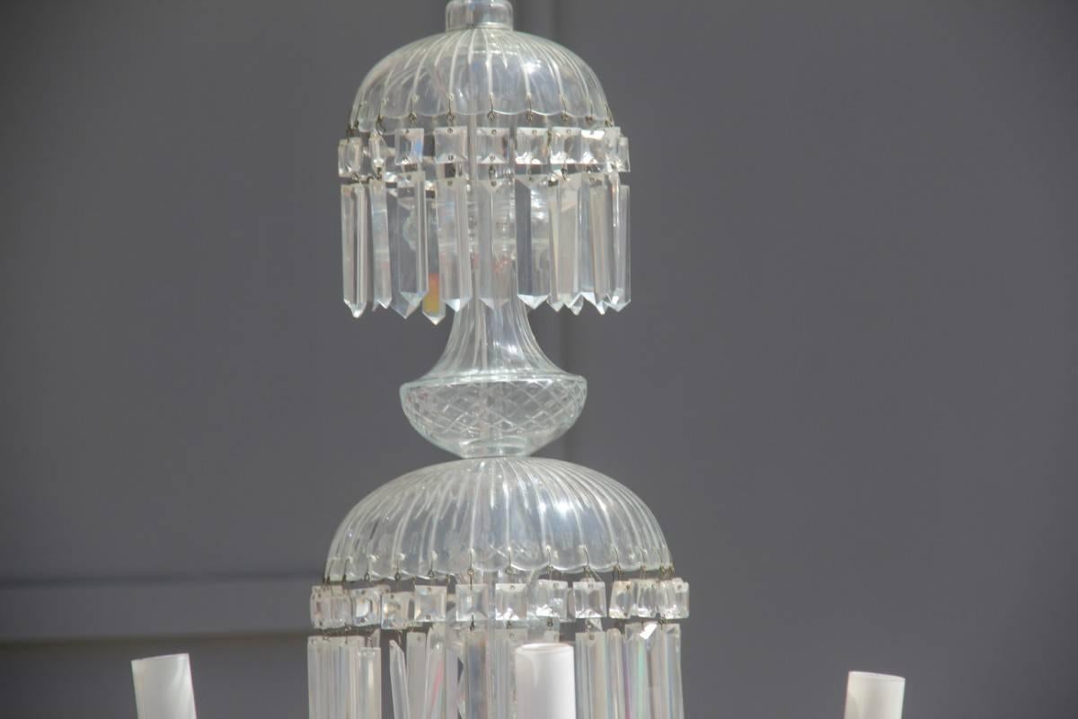 Mid-20th Century Large 1950s Bohemian Crystal Chandeliers Twelve Lights Elegance and Simplicity