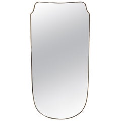 Large 1950s Brass Shield Shape Mirror in the Manner of Gio Ponti