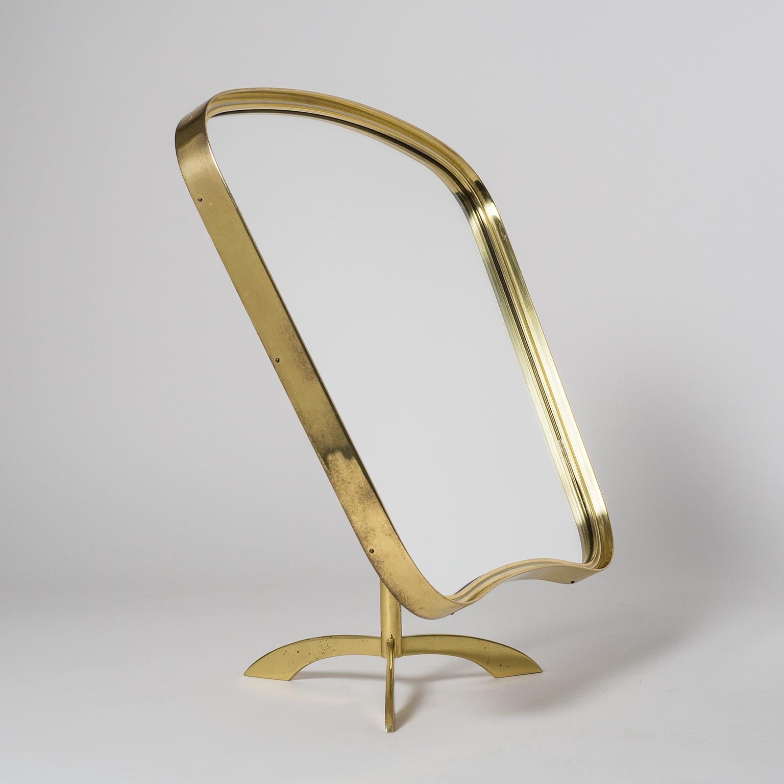 Large 1950s Brass Vanity Mirror 1