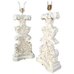 1950s Dorothy Draper Baroque Plaster Table Lamps