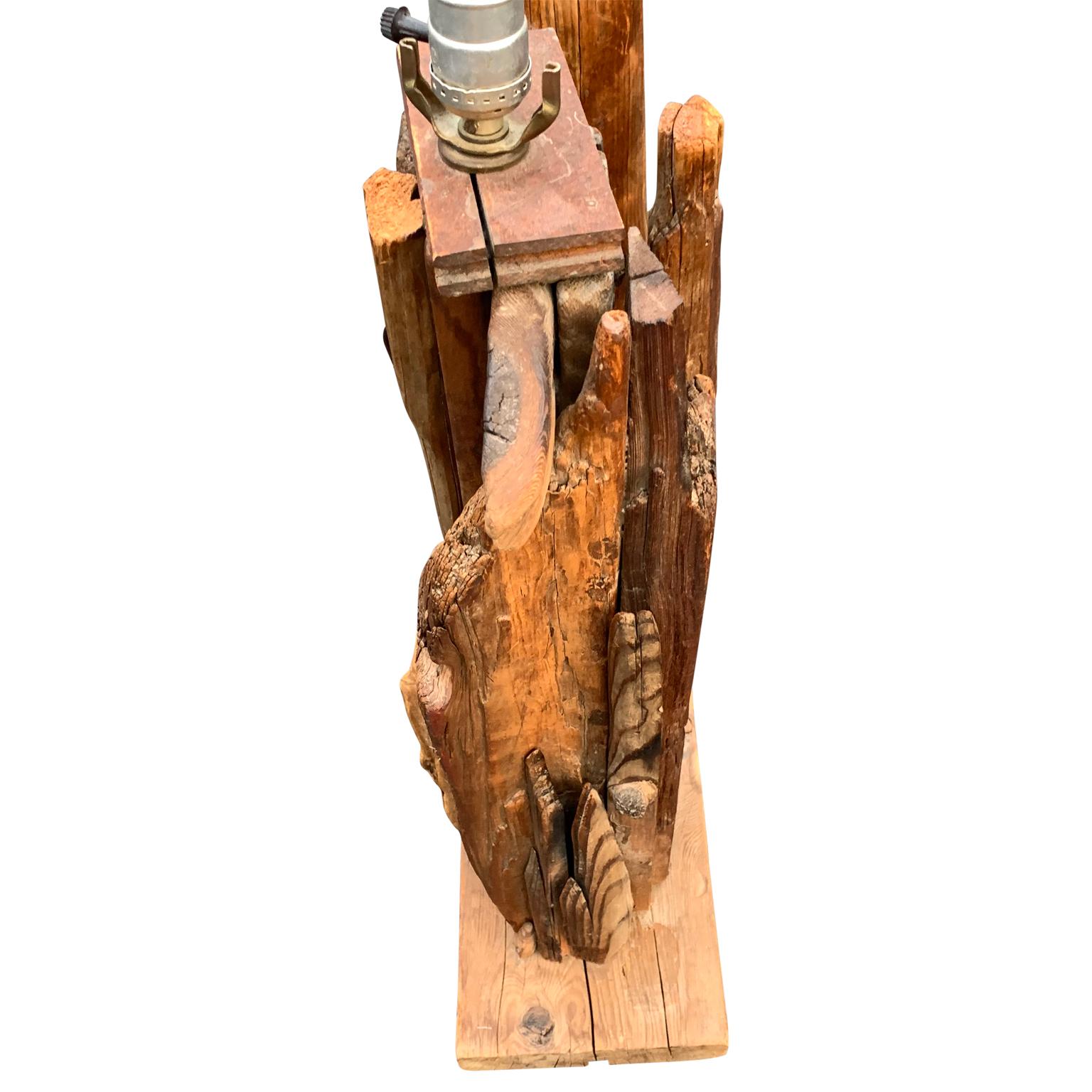 Large 1950s Driftwood Table Lamp For Sale 3