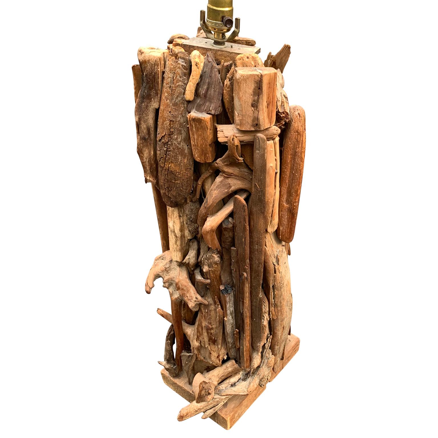 American Large 1950s Driftwood Table Lamp For Sale