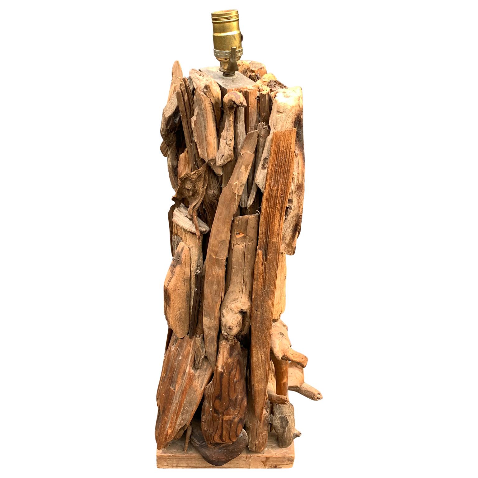Americano Grande lampada da tavolo in legno driftwood degli anni '50 in vendita