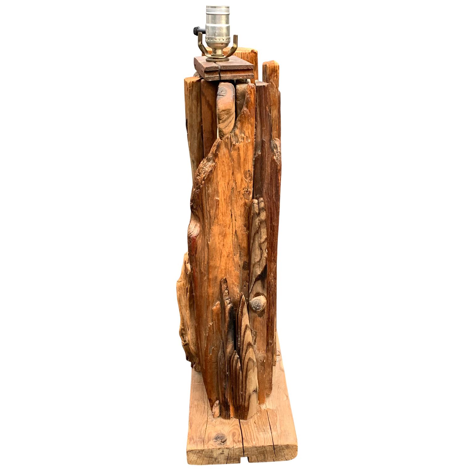 Large 1950s Driftwood Table Lamp For Sale 1