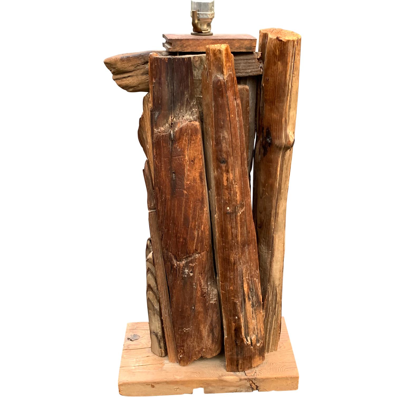 Grande lampe de table en bois flotté des années 1950 en vente 2