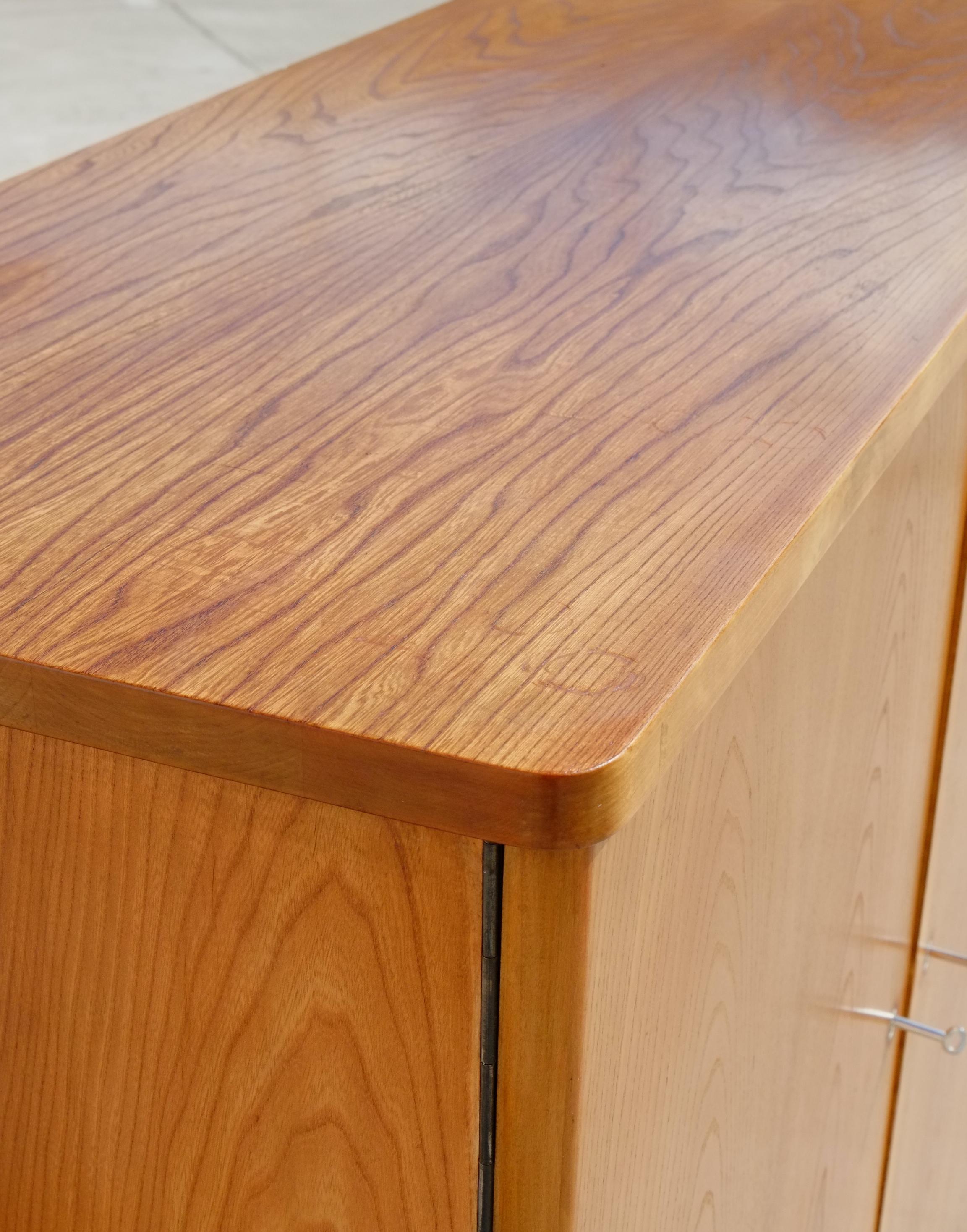 Large 1950s Elm and Birch Swedish Sideboard Credenza with Keys For Sale 13