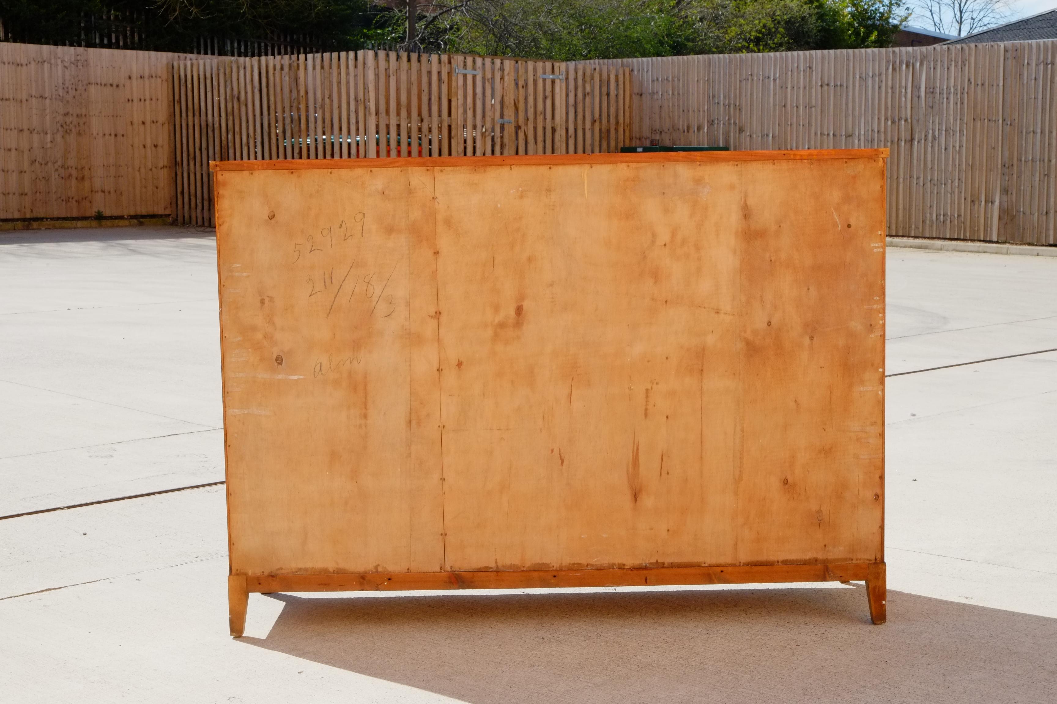 Large 1950s Elm and Birch Swedish Sideboard Credenza with Keys For Sale 4