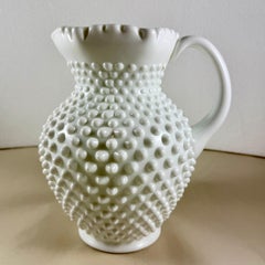 Large 1950s Fenton Hobnail Large Milk Glass Pitcher