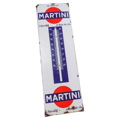 Vintage Large 1950s French Enamel Martini Thermometer Advertising Sign