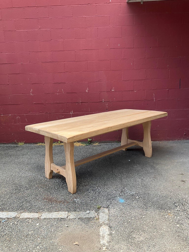 Large 1950s French Library Table in Solid Oak For Sale at 1stDibs