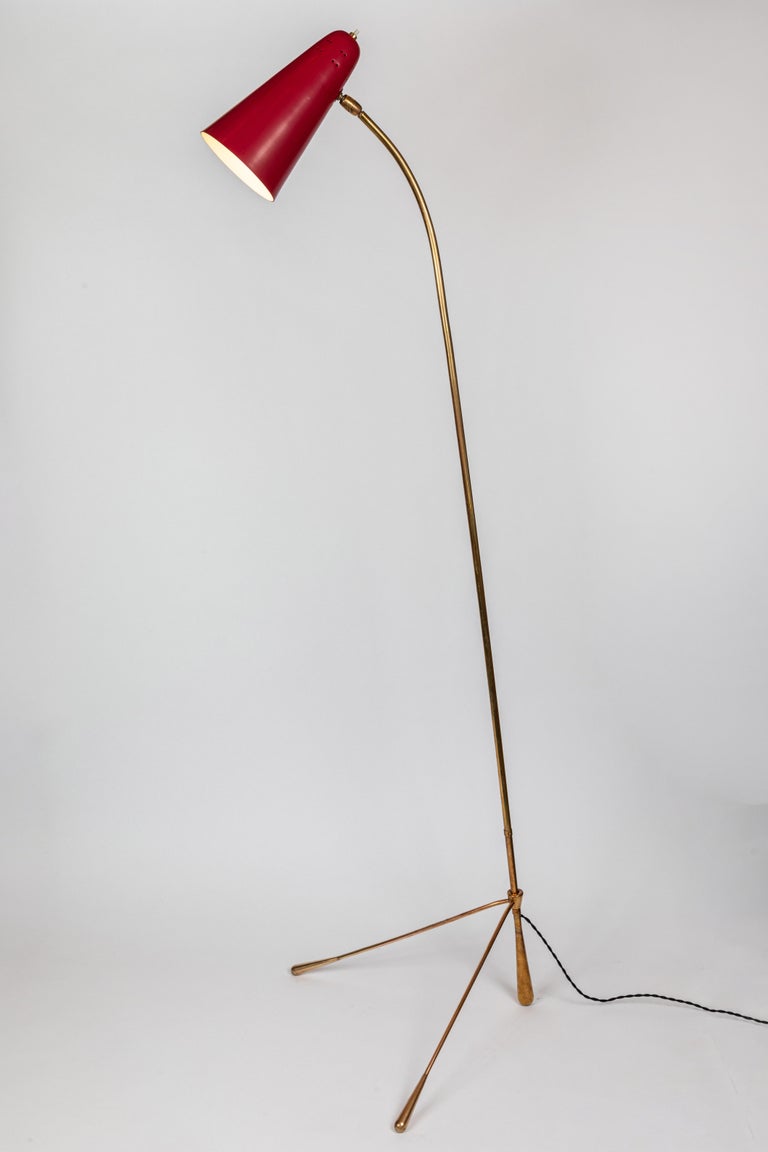 Mid-Century Modern Large 1950s Gilardi & Barzaghi Adjustable Floor Lamp For Sale