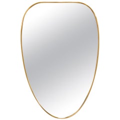 Large 1950s Gio Ponti Era Mid-Century Modern Italian Brass Wall Mirror