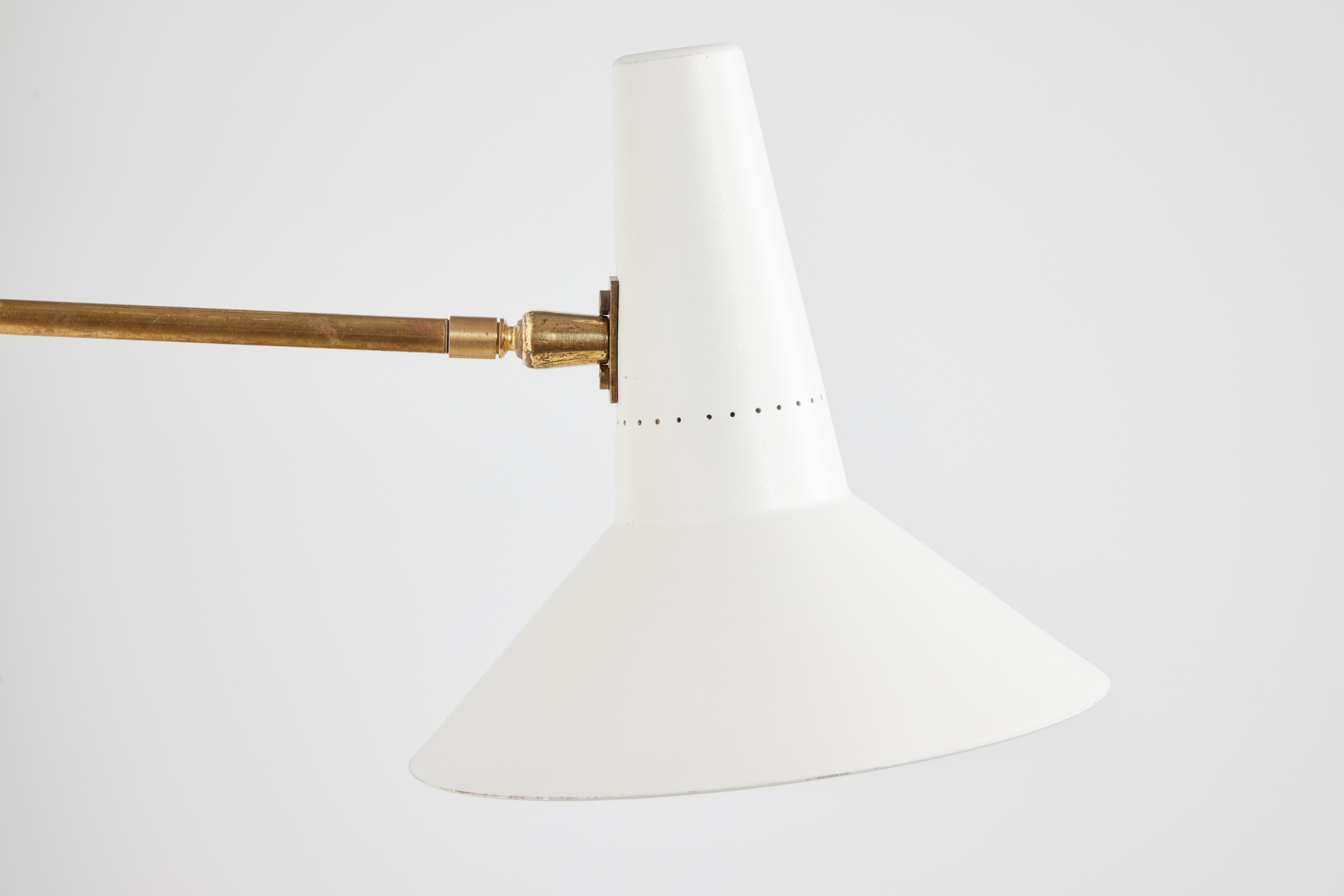 Large 1950s Giuseppe Ostuni White Articulating Arm Sconce for O-Luce For Sale 3
