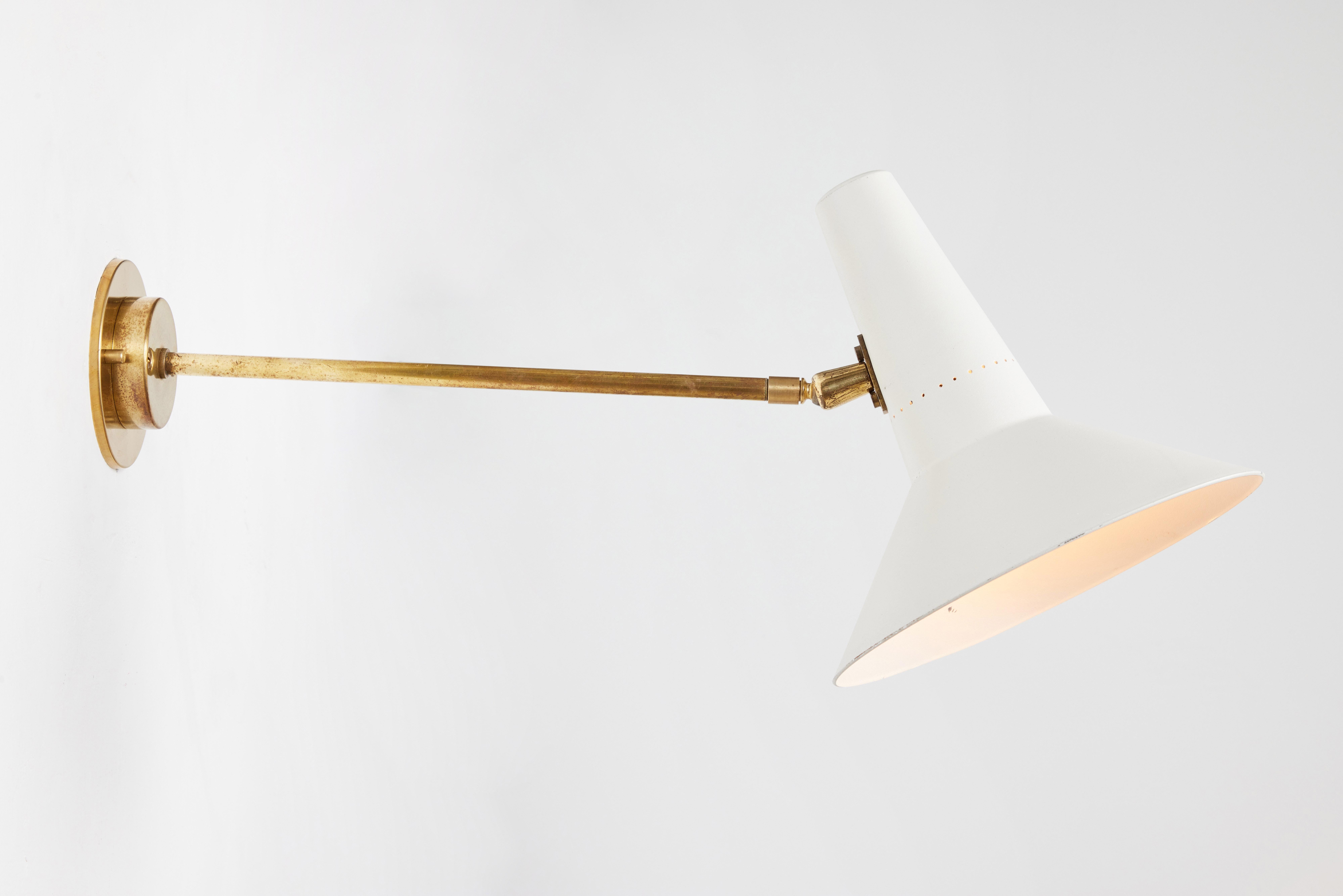 Mid-20th Century Large 1950s Giuseppe Ostuni White Articulating Arm Sconce for O-Luce For Sale