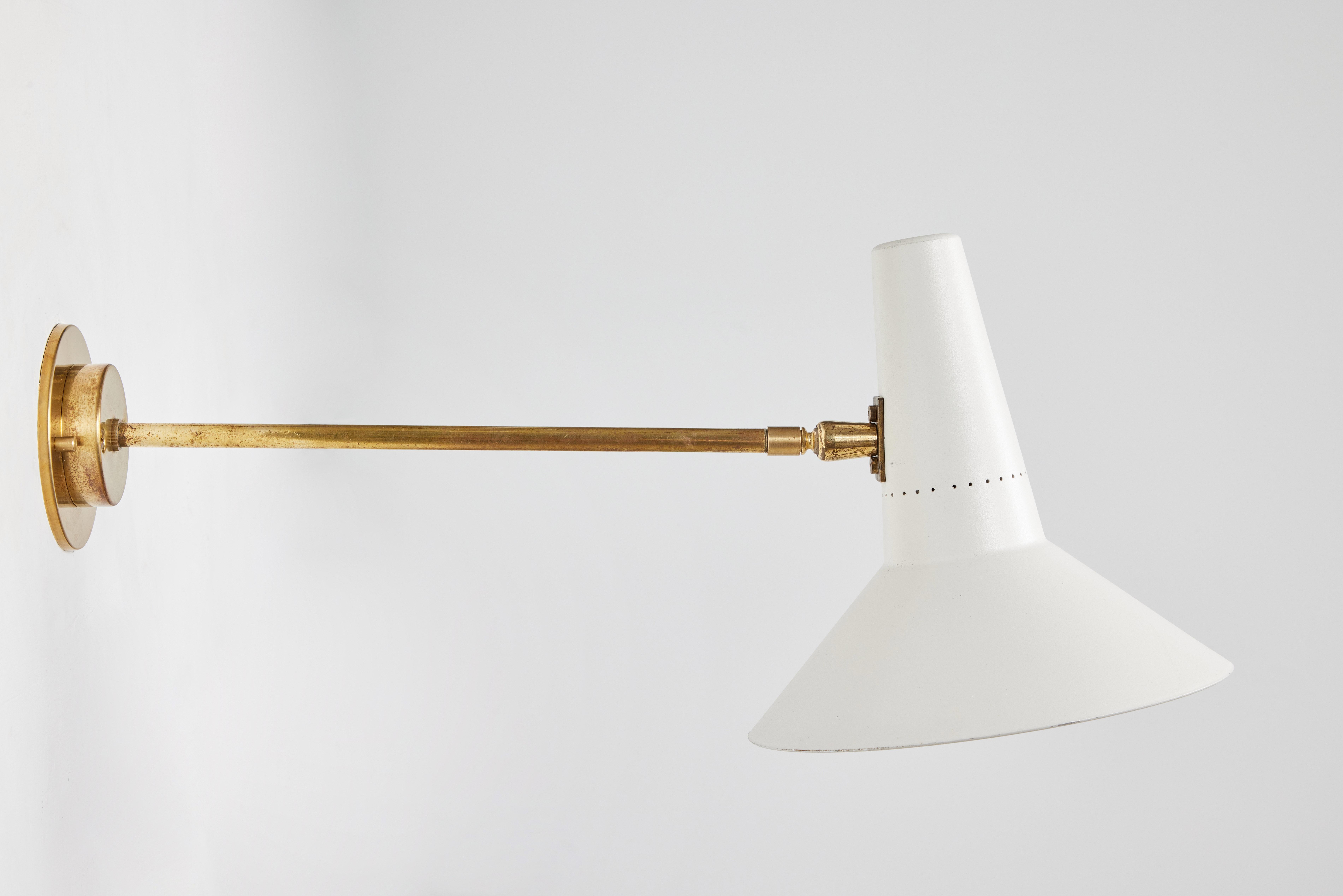 Large 1950s Giuseppe Ostuni White Articulating Arm Sconce for O-Luce For Sale 1