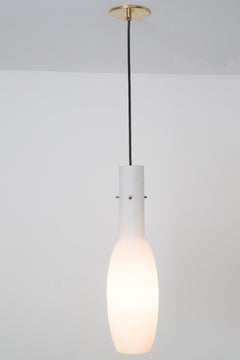 Large 1950s Glass and Brass Suspension Light Attributed to Stilnovo